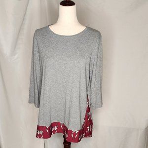 Style & Co 3/4 sleeve fitted top with flowy bottom and cinched back Size L